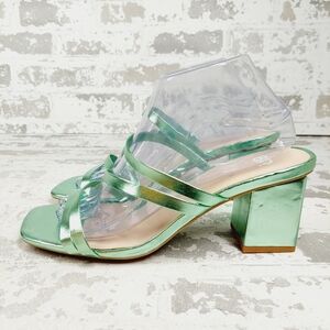 NEW BP. Bertie Metallic Green Strappy Summer Casual Sandals I144